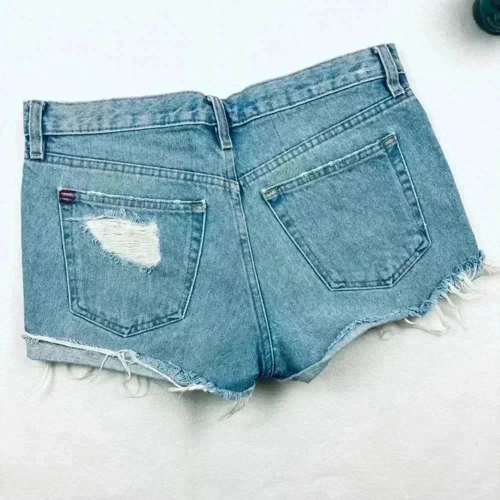 BDG Mid-Rise Tomgirl Button Fly Cheeky Denim Fray Cuffed‎ Jean Short Size 27